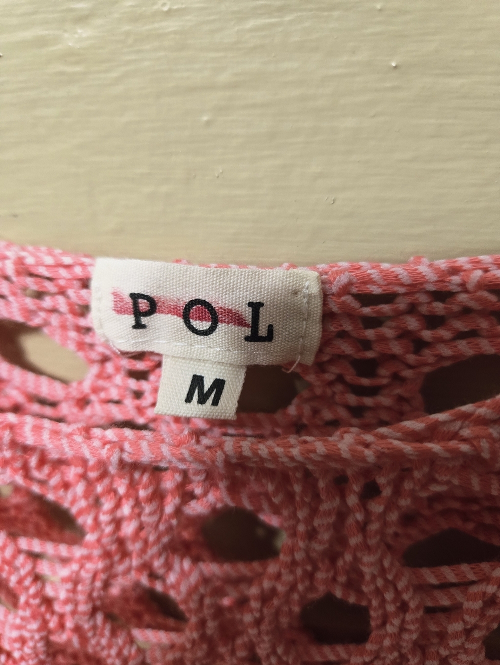 POL Crochet Open Knit Pink Long Sleeve Top NWOT Size: M - Picture 3 of 4